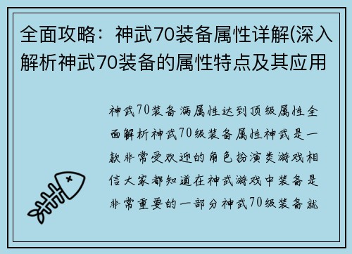 全面攻略：神武70装备属性详解(深入解析神武70装备的属性特点及其应用)